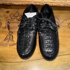 ANGEL STEPS Women’s Dasher Classy Black Lace Up Loafer Shoes Size 11 W Brand New